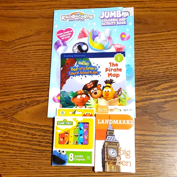 4 New Reading/Coloring/Flashcards-RainBoCorns-Bert&Ernie-Sesame Street-Landmarks - Picture 10 of 14